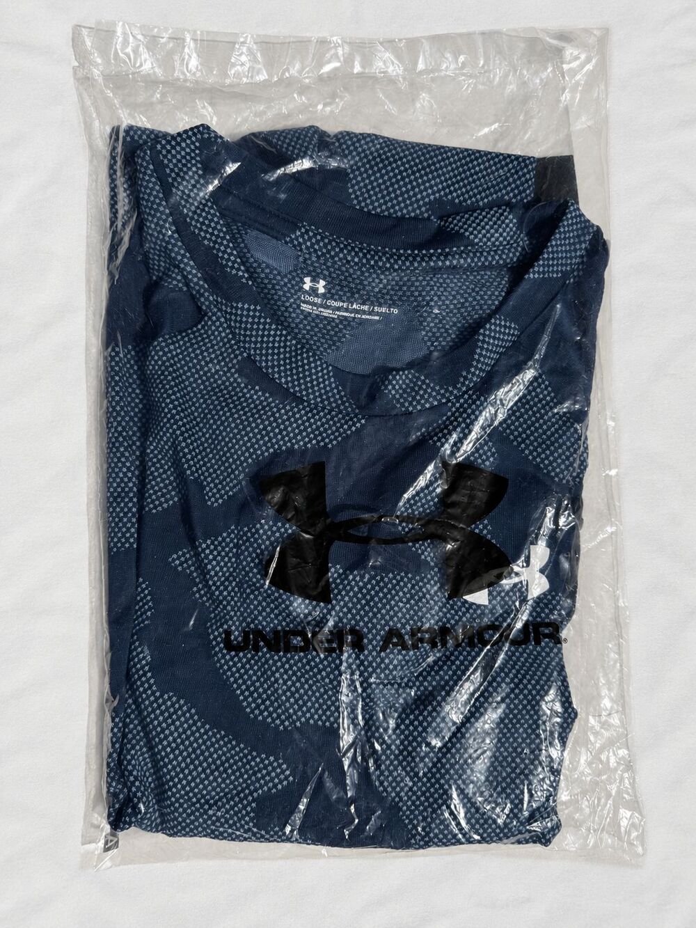 Under Armour Boys Velocity Jacquard Short Sleeve Shirt Youth Large Navy Blue NWT